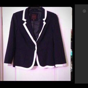 The Limited Knit Navy Blazer w/White Piping